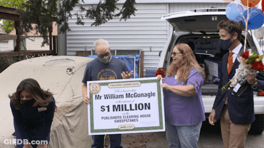 1 Million Dollars Giant Check Lotto Winner GIF