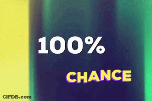 100% Chance Sign On Green And Yellow Background GIF
