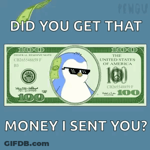 100 Dollar Bill With Penguin Wearing Sunglasses GIF