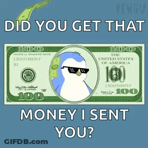 100 Dollar Bill With Sunglasses Penguin GIF