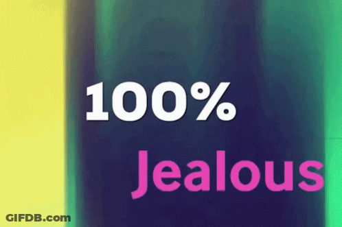 100% Jealous Sign On Purple Background GIF
