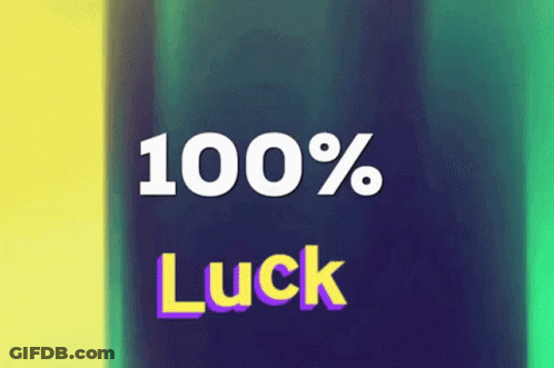 100% Luck Sign On Blue Background GIF