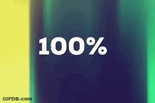 100% On Blue And Green Background GIF