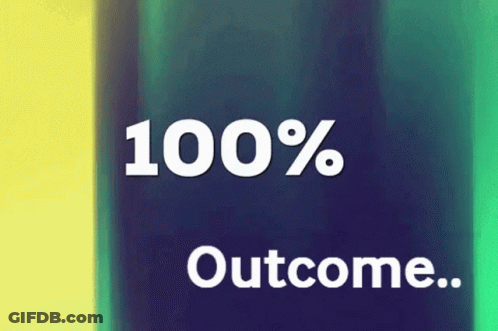 100% Outcome On Blue And Yellow Background GIF