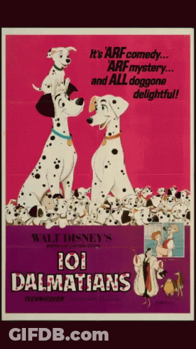 101 Dalmatians Poster With Group Of Dalmatians GIF