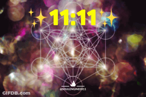 11:11 Displayed On Purple Starry Background GIF