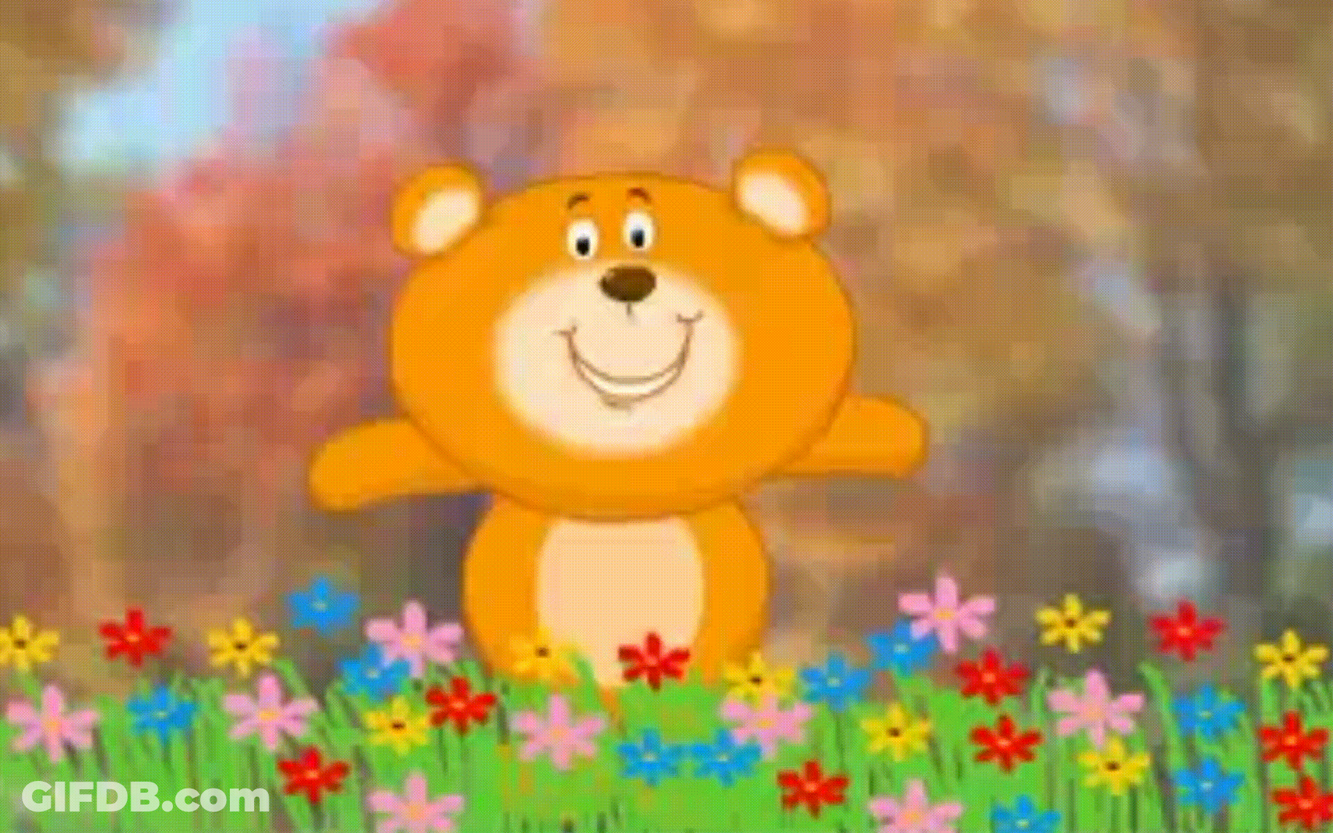 123Greetings Bear Flowers Fun GIF