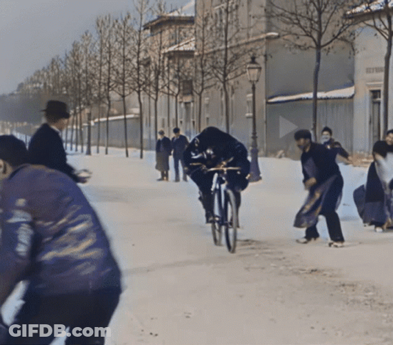 1890 Men Snowball Fight GIF