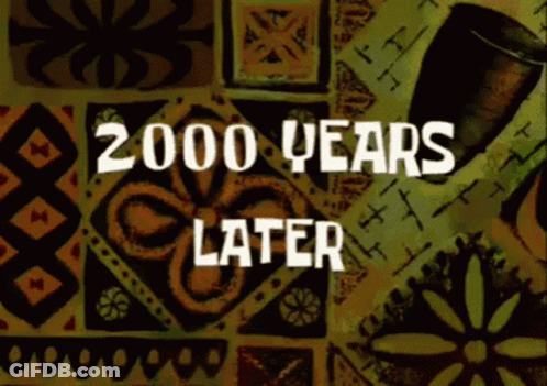 2000 Years Later Poster With Patterned Background GIF
