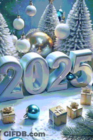 2025 Surrounded By Christmas Decorations And Presents GIF