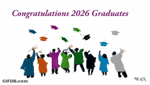2026 Graduates Celebrating With Tossed Caps GIF