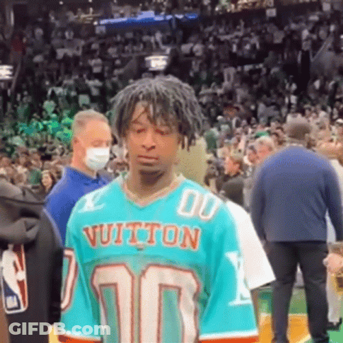 21 Savage Wearing Vuitton Footbal Jersey GIF