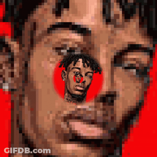 21 Savage Zooming In Art GIF
