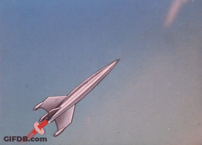 2D Animation Rocket In Sky GIF