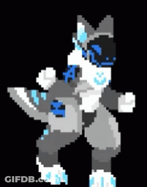 2D Protogen Shaking Its Back GIF