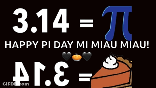 3.14 On Black Background Next To Slice Of Pie GIF