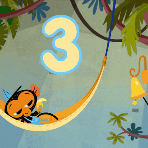 3 Cute Cartoon Monkey Above Tree GIF