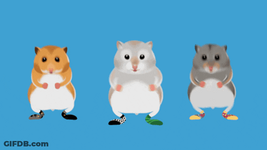 3 Hamster Dance Asynchronously Swaying Body Arms GIF