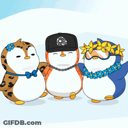 3 Pudgy Penguins Dancing Animation GIF