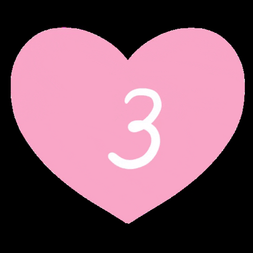 3 Shaking Numeral Pink Hearts Vector GIF