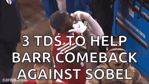 3 Tds To Help Barr Comeback Against Sobel Is Written On A Screen GIF