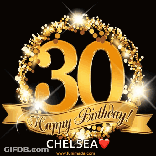 30Th Birthday Greeting Card For Chelsea With Heart GIF