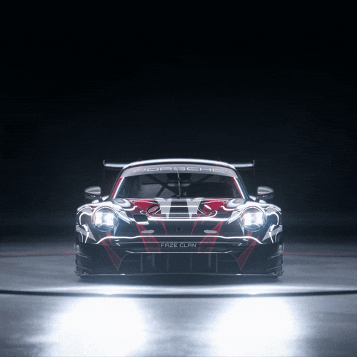 360 Degree View White And Red Porsche 911 GIF