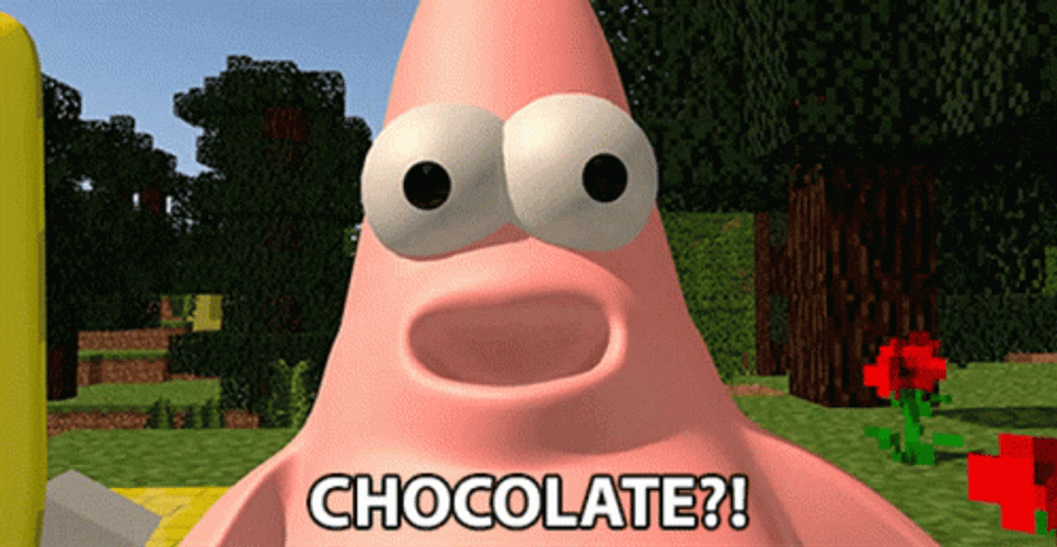 3D Animated Patrick Star Looking For Spongebob Chocolate GIF