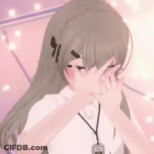 3D Anime Girl Covering Mouth GIF
