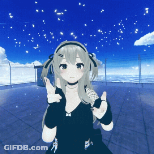 3D Anime Girl Giving Peace Sign GIF
