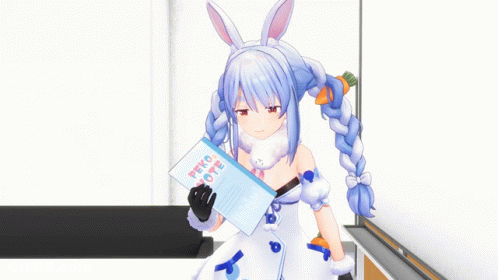 3D Anime Girl Holding Book Titled Pero Ote GIF