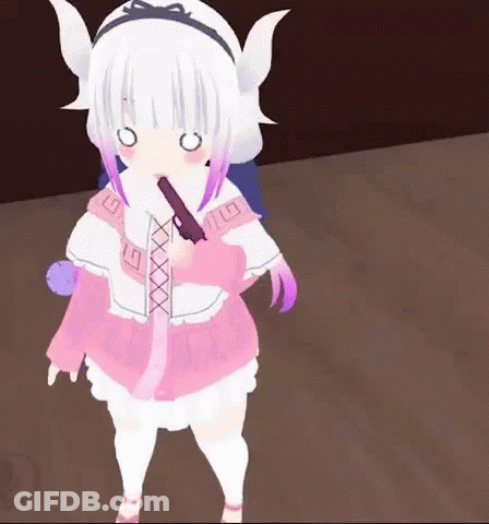 3D Anime Girl Holding Gun GIF
