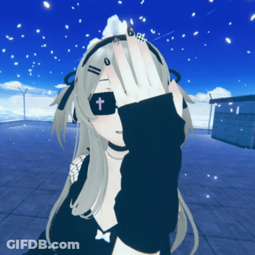 3D Anime Girl With Cross On Ring Finger GIF