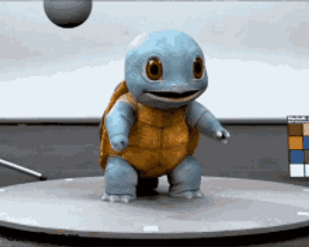 3D Baby Squirtle Following A Butterfly GIF