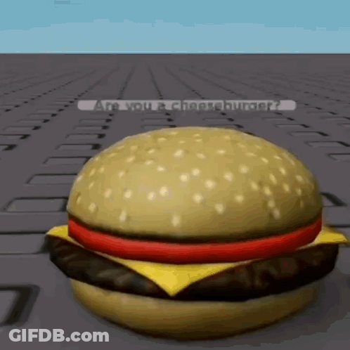 3D Cheeseburger Saying Are You A Cheeseburger GIF