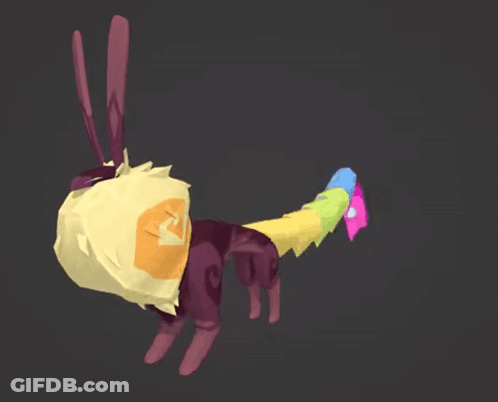 3D Colorful Rabbit With Long Tail GIF