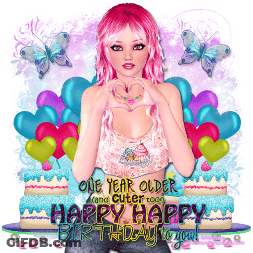 3D Cute Girly Birthday Greeting GIF