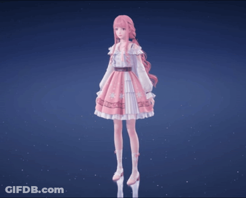 3D Girl In Pink Dress GIF