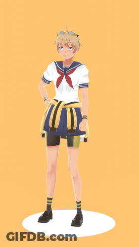 3D Girl In Sailor Suit GIF