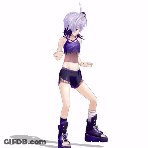 3D Girl With Purple Hair GIF