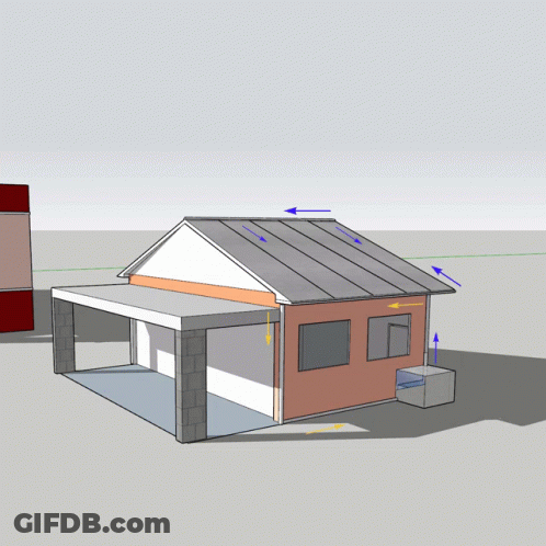 3D House With Arrows Pointing To Places GIF