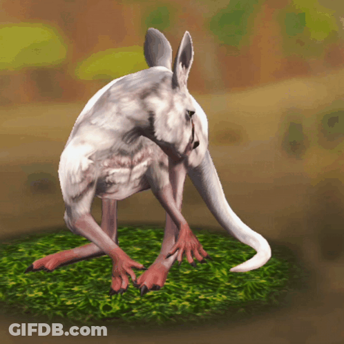 3D Kangaroo With Long Tail On Lush Green Field GIF