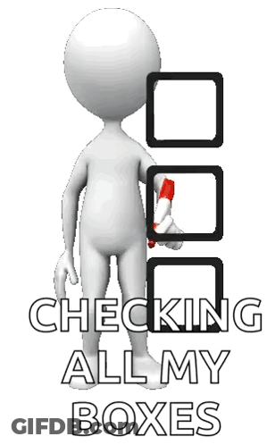 3D Man Checking Boxes With Red Checkmark GIF
