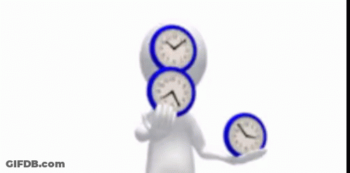 3D Man Holding Three Clocks 4:20 GIF