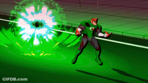 3D Man In Green Superhero Costume GIF