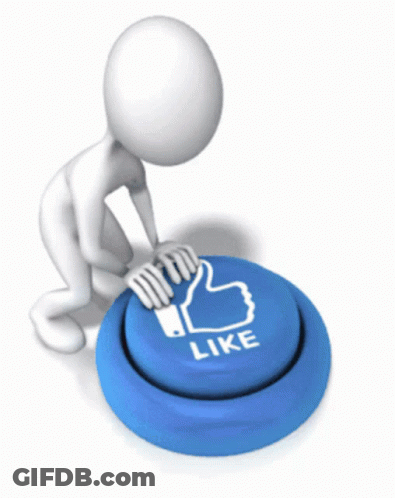 3D Man Kneeling Over Blue Like Button GIF