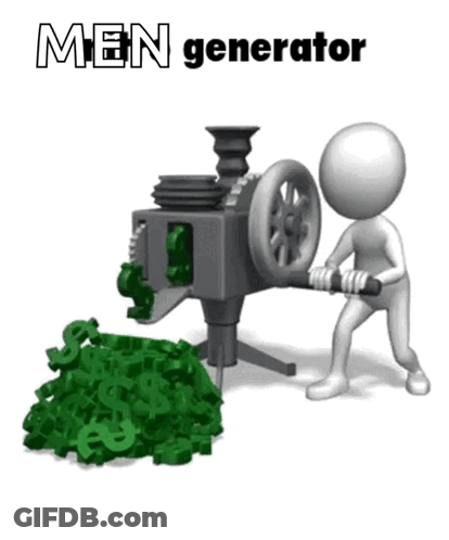 3D Man Pushing Green Money Machine GIF
