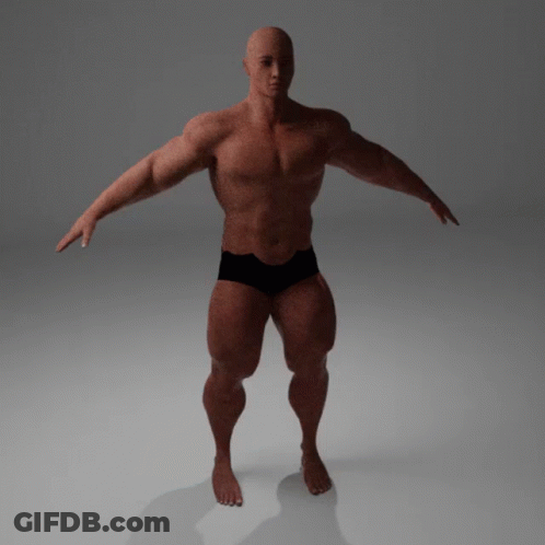 3D Man Without Shirt In Black Underwear GIF