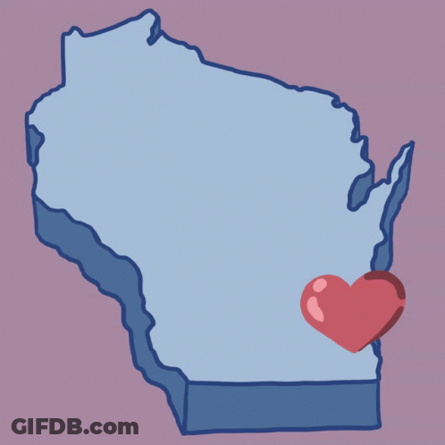 3D Map Of Wisconsin With Red Heart GIF