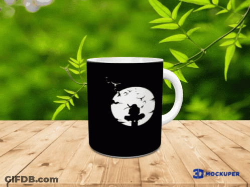3D Mockup Mug On Wood Table GIF